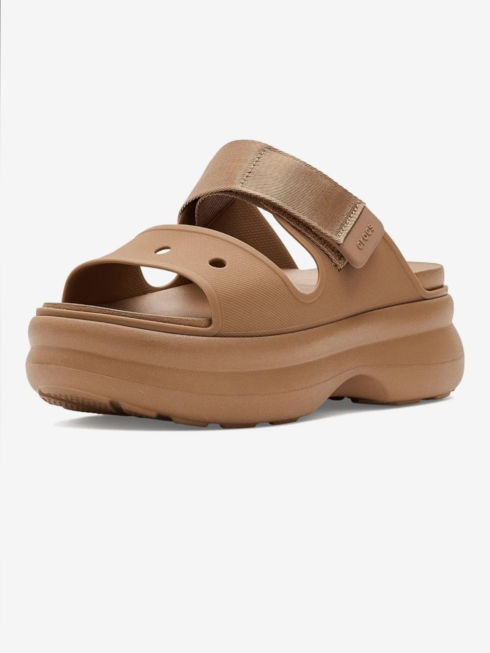 Crocs Y 2 Strap Classic Clog Platform Sandals Shoes Brown Open Round Toe Women's